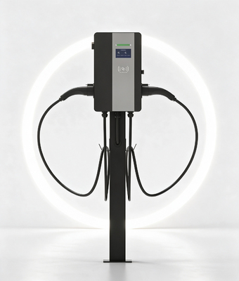 अच्छी कीमत 44kW Dual Gun AC EV Charger Type 2 Floor Standing Column 2x32A IP54 Bluetooth APP Fleet Depot ऑनलाइन